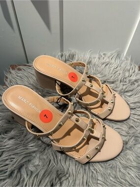 Marc Fisher Blush Studded Strappy Block Heels